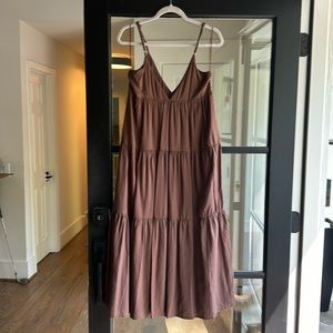 RHYTHM Classic Tiered Midi Dress, Chocolate, 8, Never worn